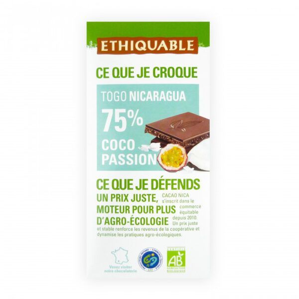 CHOCOLATE 75% COCO MARACUYÁ BIO 100GR