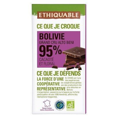 CHOCOLATE NEGRO 95% BOLIVIA BIO 100GR