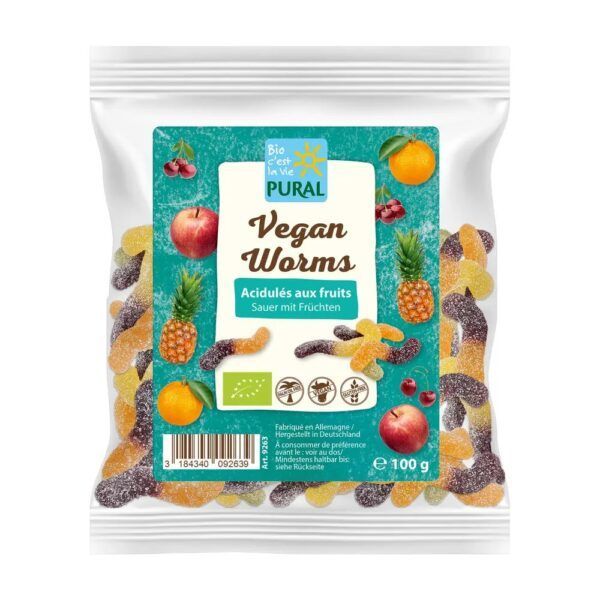 VEGGIE SOUR WORMS 100GR