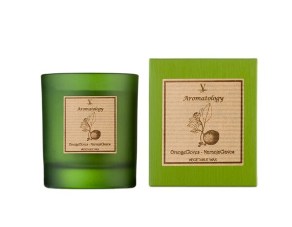 VELA EN VASO 190 GR AROMATOLOGY NARANJA CLAVOS