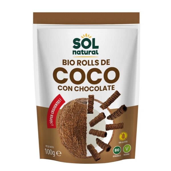 ROLLS DE COCO Y CHOCOLATE CRUJIENTES 100GR BIO
